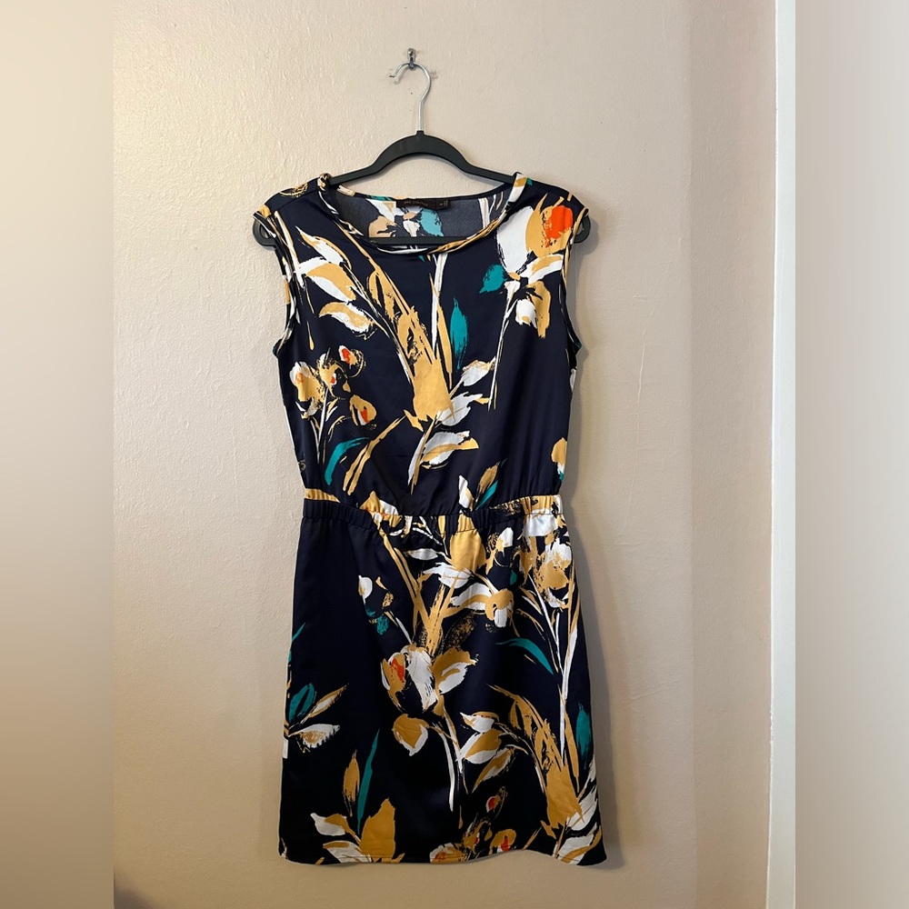 The Limited Sleeveless Floral Blue Gold Dress XS